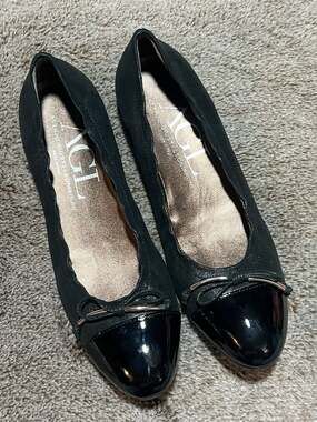 AGL Attilio Giusti Leombruni Monza Black Leather Cap Toe Ballet Flats Size 9